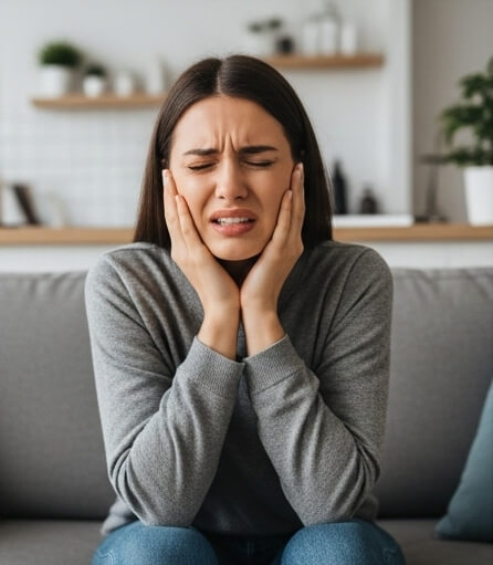 Women image in tooth pain - Emergency dentist Godalming